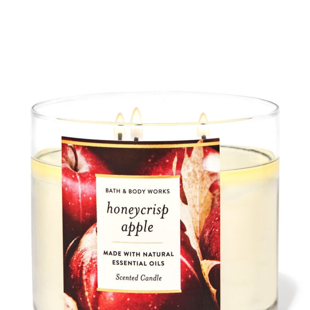 NEW in Box Honeycrisp Apple Scented Candle BBW 3 Wick natural essential oils NIB